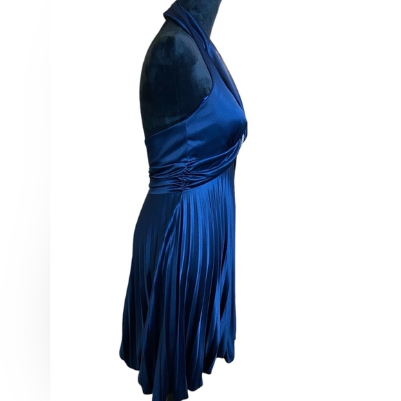 Cache Vintage  Blue Halter Dress Tea Length‎ Size 8 - Picture 7 of 16